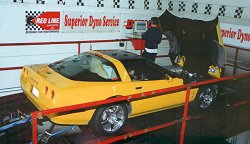 Corvette on a dynamometer.